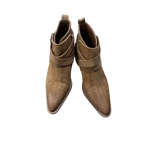 Free People Back Loop Leather Ankle Boots Tan Western Boho Chic, size 6 (36) - Picture 2 of 10